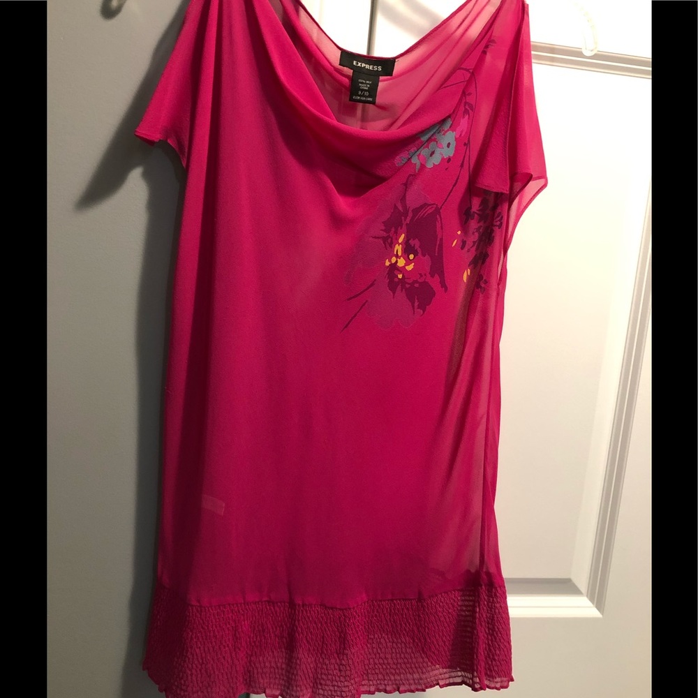 Express Pink Floral Sheer Sleeveless Blouse